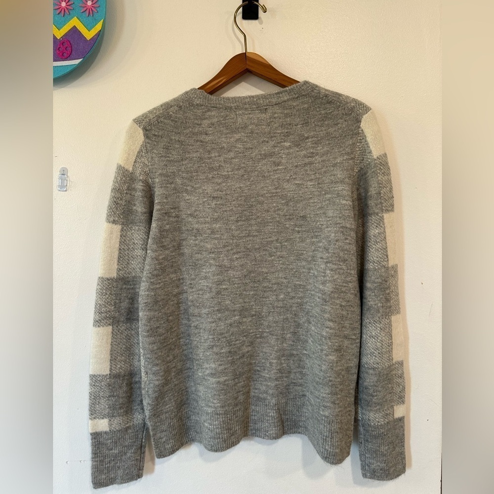 Old Navy Check Crewneck Long Sleeve Sweater Women's Medium Gray Preppy Soft - Picture 5 of 5